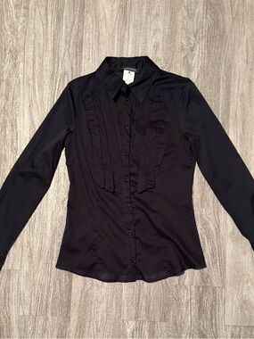 Ermanno Scervino Classic Black Long-Sleeve Button-Up Blouse